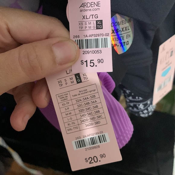 Purple/black swim suit.. TOP: IS LARGE CAN BE ADJUSTED ON BACK AND SHOULDER - Picture 3 of 3